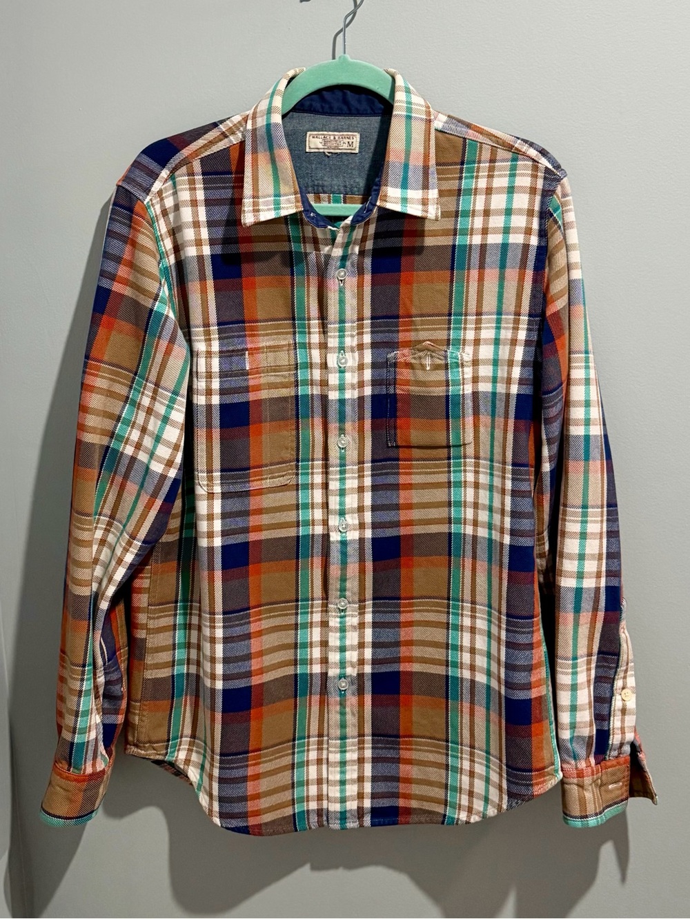 Wallace & Barnes J. Crew Men's Plaid Flannel Button-Down Shirt Medium